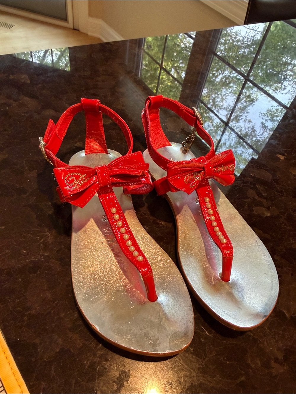 Red Bow T-Strap kids Sandals